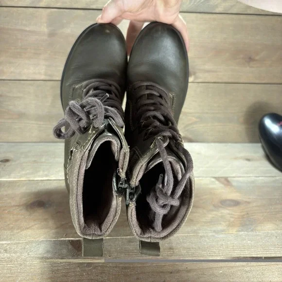 earth denali anchor womens size 7.5 shoes green leather heel combat boots - Picture 7 of 11